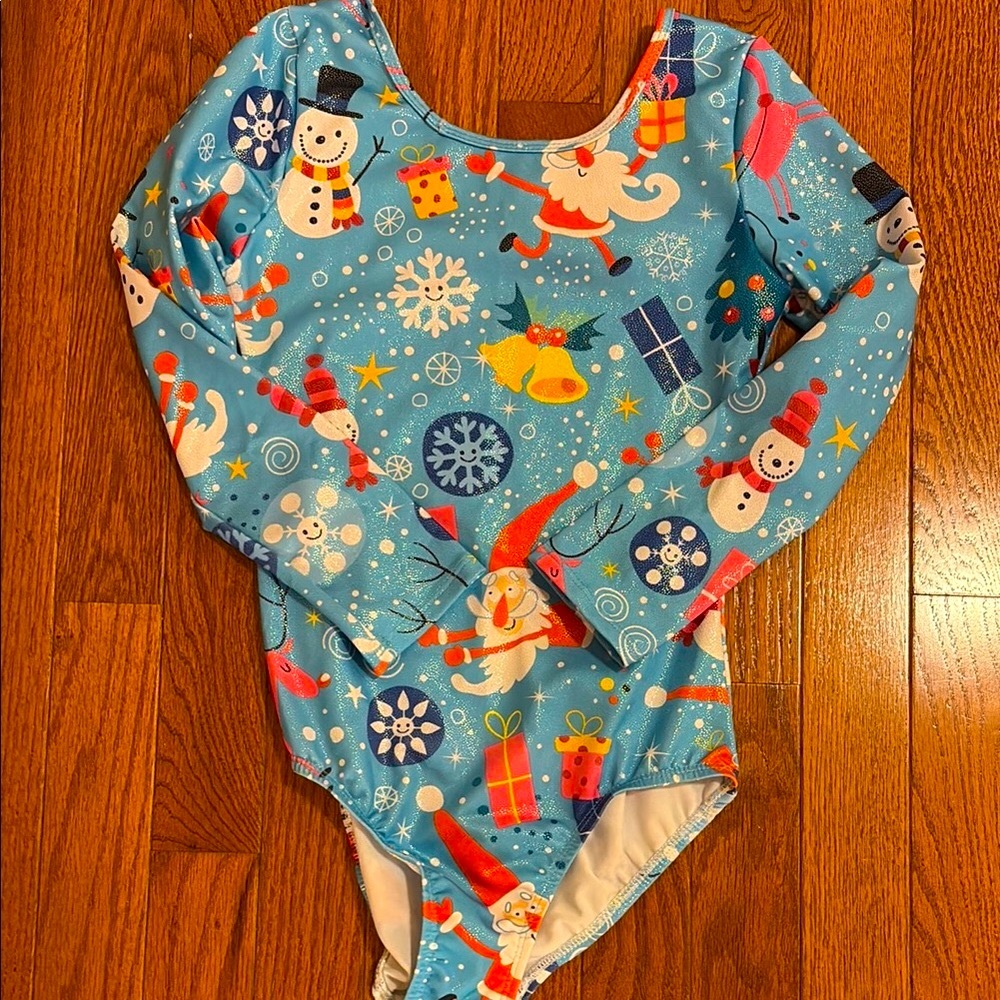 Christmas themes Blue Kids gymnastics leotard